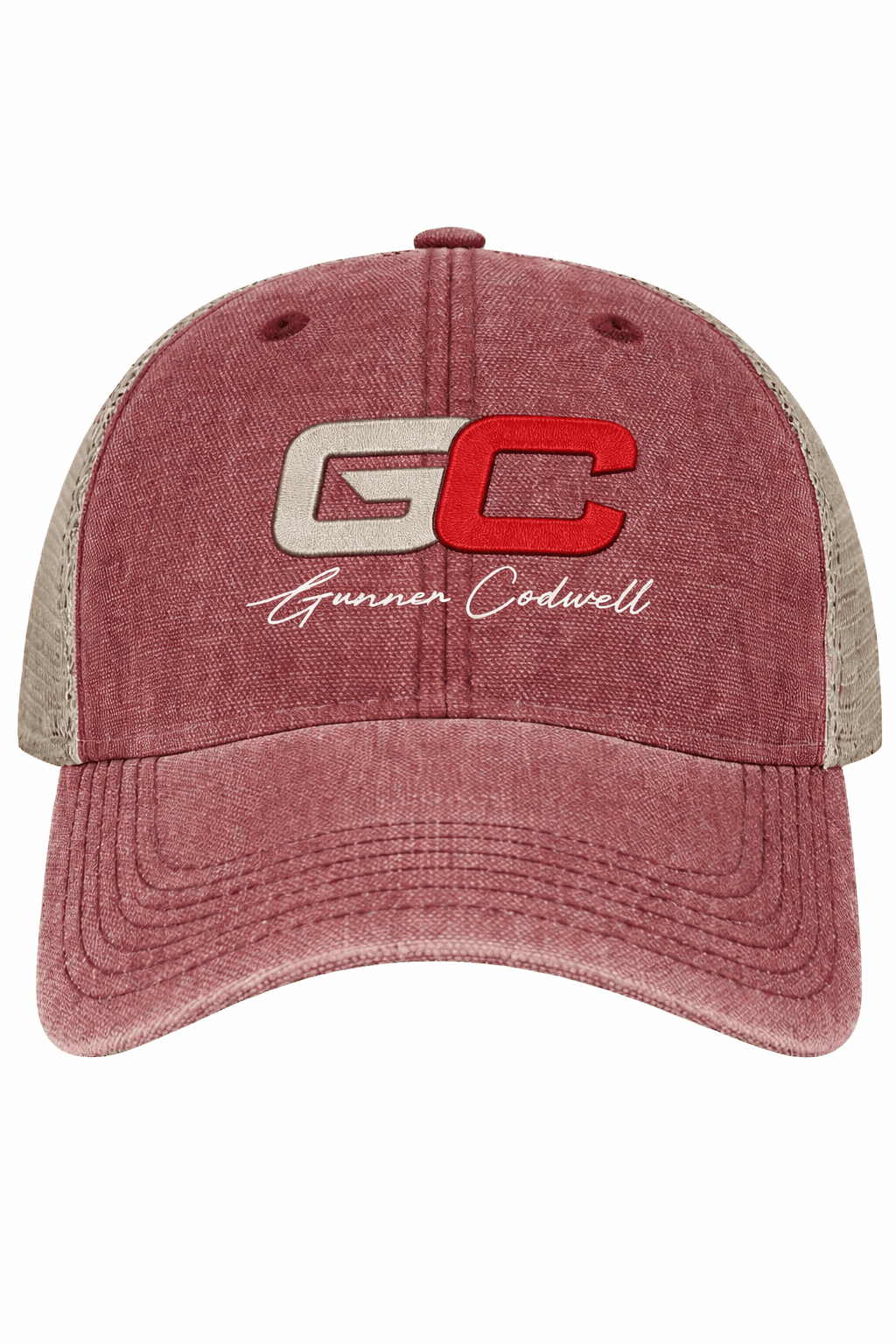 Burgundy/Gray Embroidered
